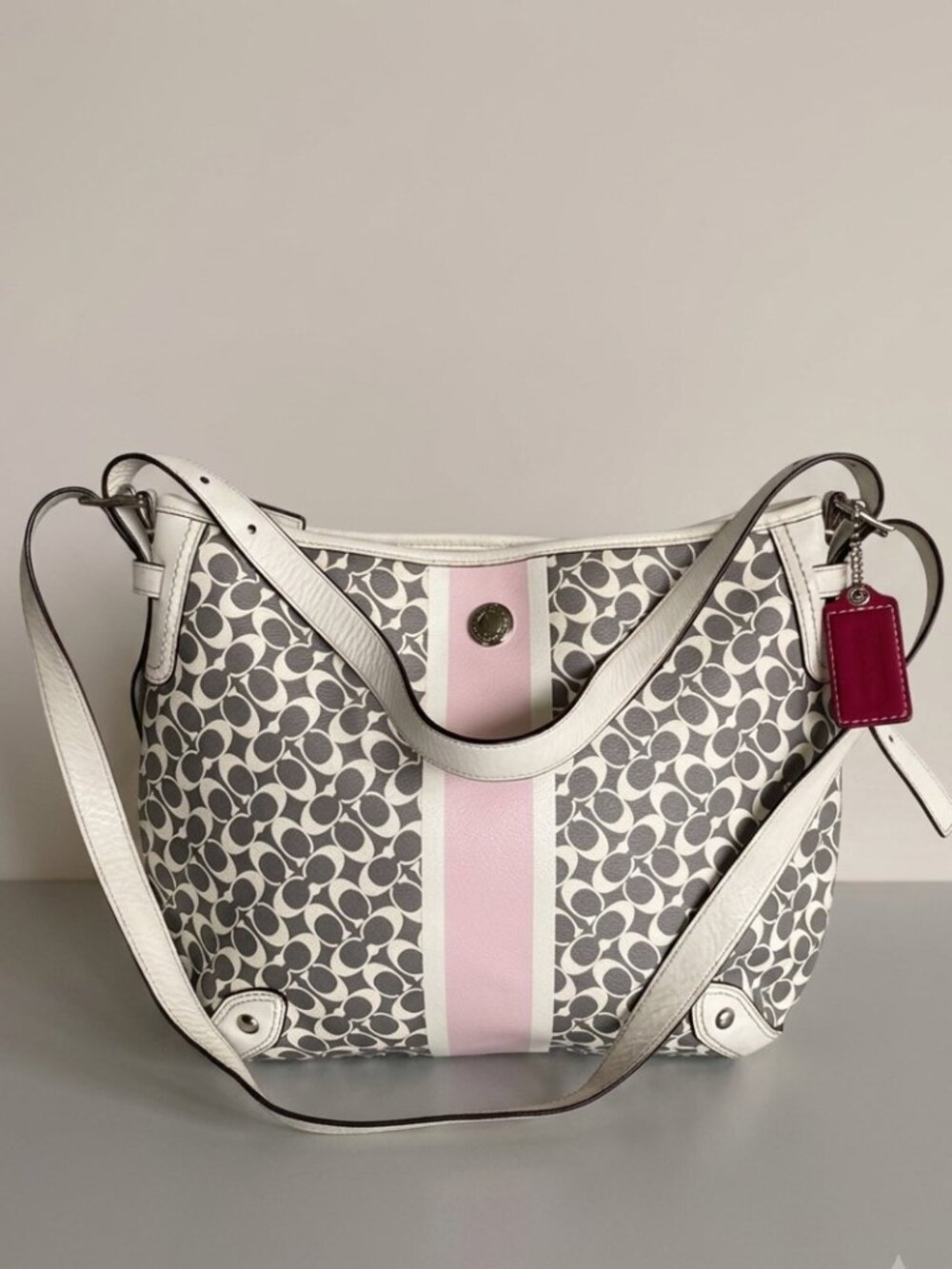 Coach Heritage Stripe Chelsea Signature Hobo Crossbody Bag F16191